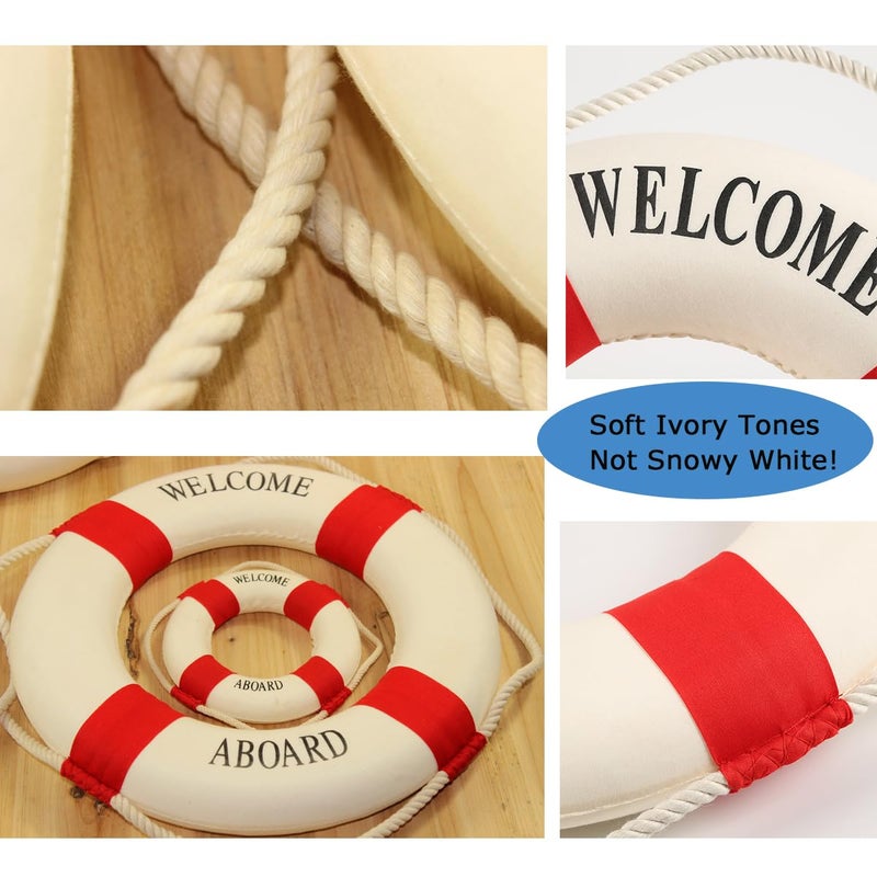 MorroMorn Lifebuoy Wall Hanging Decor - Welcome Aboard Mediterranean Style Home Decoration (Red, 12") - Image 5
